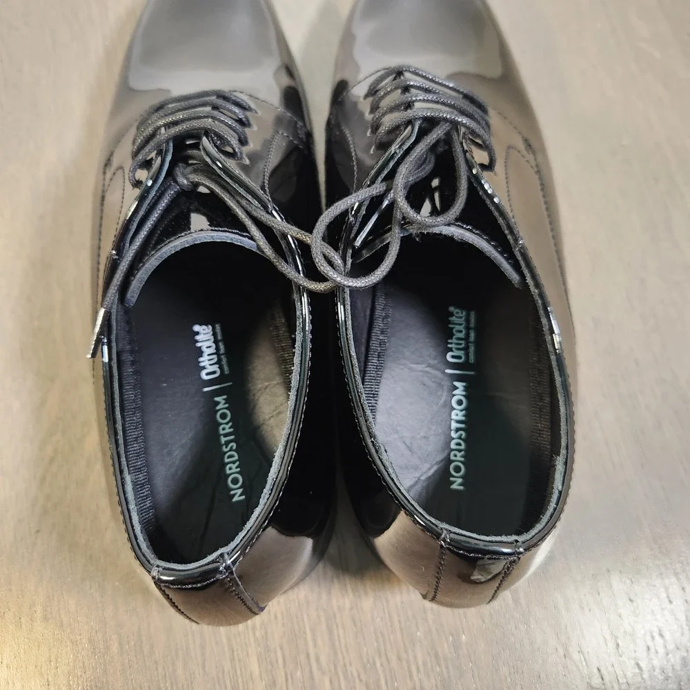 Nordstrom Men's Black Patent Leather Oxford Dress Shoes Size 9 Worn Once